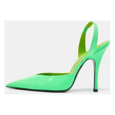 The Attico Neon Green Patent Leather Slingback Pumps Size