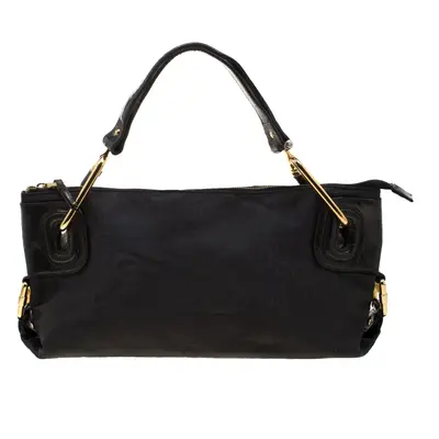 Gianfranco Ferre Black Nylon and Leather Buckle Shoulder Bag