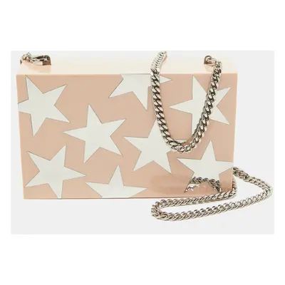 Stella McCartney Blush Pink Plexiglass Stars Chain Clutch