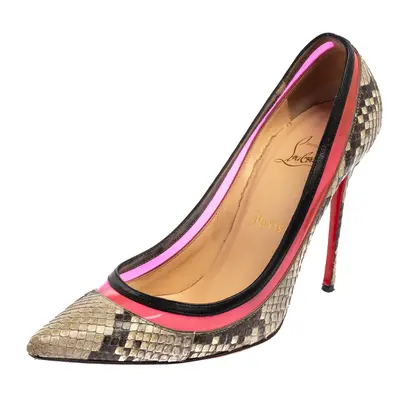 Christian Louboutin Two Tone Python And PVC Paulina Pointed Toe Pumps Size