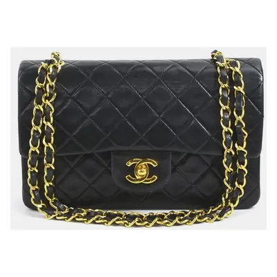 Chanel Black Lambskin Leather Classic Double Flap Shoulder Bags