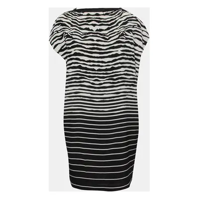 McQ by Alexander McQueen Black Striped Zipper Detail Midi Dress