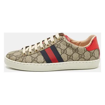 Gucci Beige/Brown GG Supreme Canvas Ace Sneakers Size 36.5