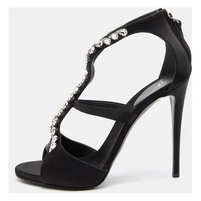 Giuseppe Zanotti Black Leather Crystal Embellished Pumps Size