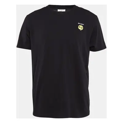 Sandro Black Knit Applique Detail Crew Neck T-Shirt