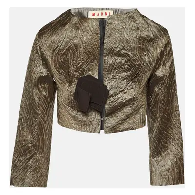 Marni Metallic Textured Jacquard Silk Blend Crop Jacket