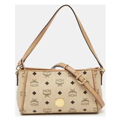 MCM Beige Visetos Leather Crossbody Bag