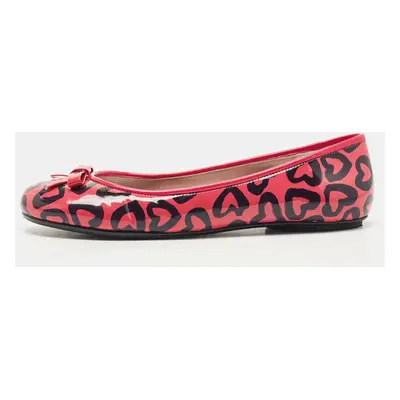 Marc by Marc Jacobs Pink/Black Heart Patent Leather Bow Ballet Flats Size