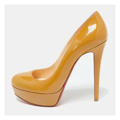 Christian Louboutin Beige Patent Leather Bianca Platform Pumps Size 38.5