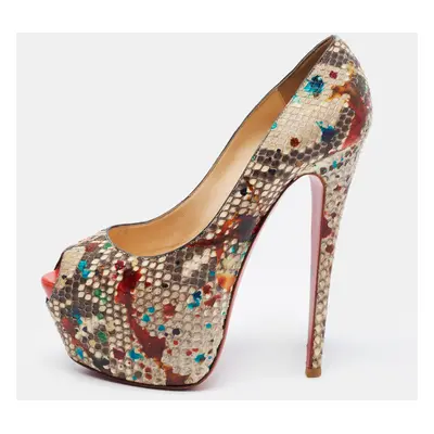 Christian Louboutin Multicolor Python Leather Highness Platform Pumps Size