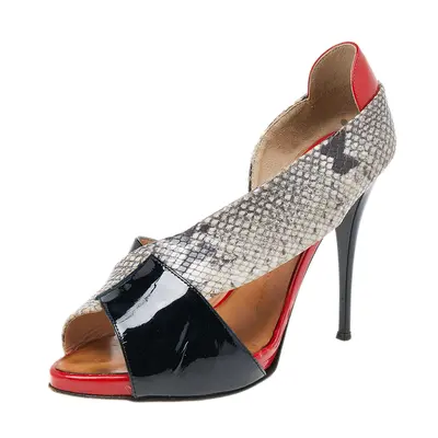 Giuseppe Zanotti Multicolor Python Embossed And Patent Leather D'orsay Peep Toe Pumps Size