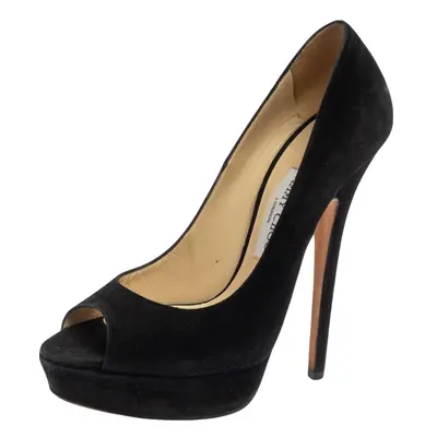 Jimmy Choo Black Suede Dahlia Platform Pumps Size