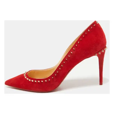 Christian Louboutin Red Suede Anjalina Spikes Pumps Size