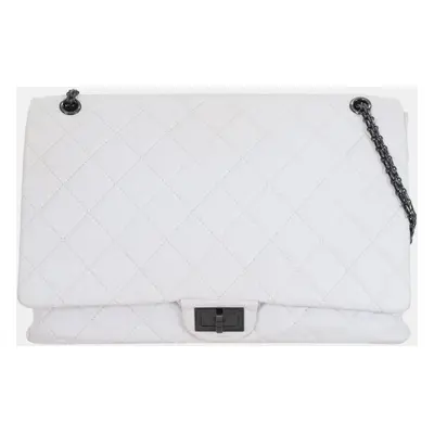 Chanel White Leather Distressed Maxi Reissue Flap Bag