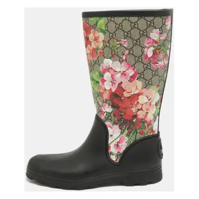 Gucci Multicolor Canvas and Rubber Floral Riding Boots Size