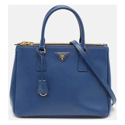 Prada Navy Blue Saffiano Lux Leather Medium Double Zip Tote