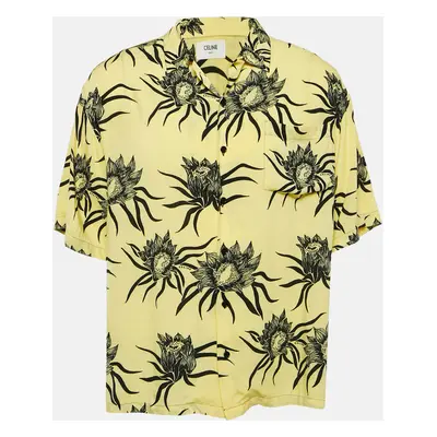 Celine Yellow/Black Sunflower Print Crepe Loose Fit Shirt