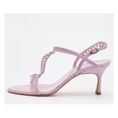 Manolo Blahnik Lilac Leather and Suede Tigrata Strappy Sandals Size 40.5