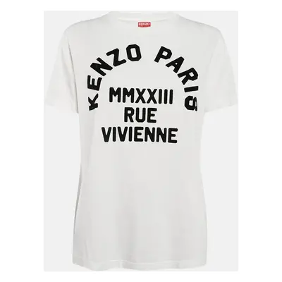 Kenzo White Logo Flock Print Cotton T-Shirt