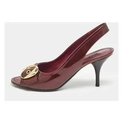 Louis Vuitton Burgundy Patent Leather Slingback Sandals Size