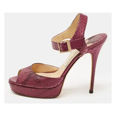 Jimmy Choo Purple Python Linda Ankle Strap Sandals Size