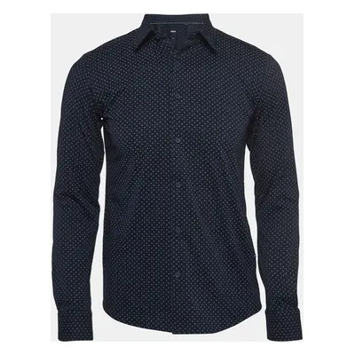 Boss By Hugo Boss Navy Blue Printed Cotton Blend Shirt