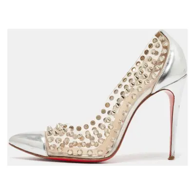 Christian Louboutin Silver Leather and PVC Spike Me Pumps Size 36.5