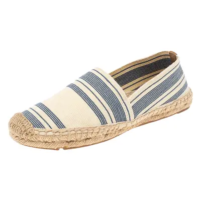 Tory Burch Cream/Blue Striped Canvas Espadrilles Loafers Size 36.5