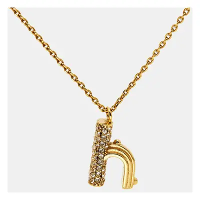 Louis Vuitton LV & Me Crystals Letter H Gold Tone Neckalce