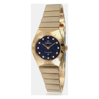 Omega Blue Diamond 18k Yellow Gold Constellation Quartz Women's Wristwatch mm