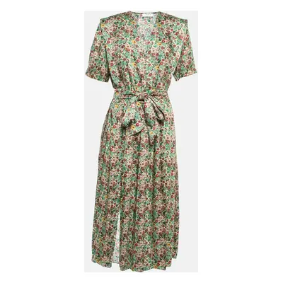 Sandro Multicolor Floral Print Crepe Fiona Midi Dress