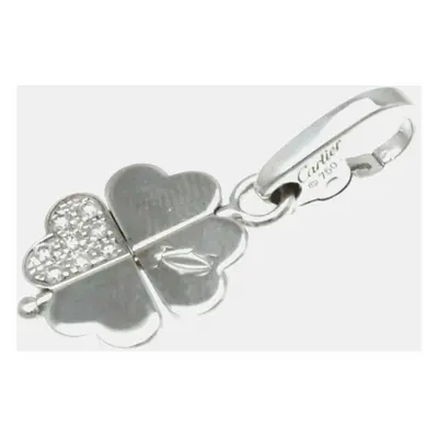 Cartier 18K White Gold and Diamond Leaf Clover Pendant Charm