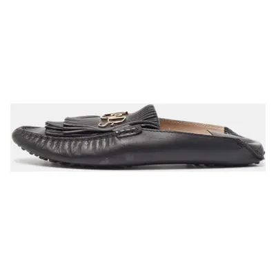 Tod's Black Leather Gommino Tassel Trim Mules Size