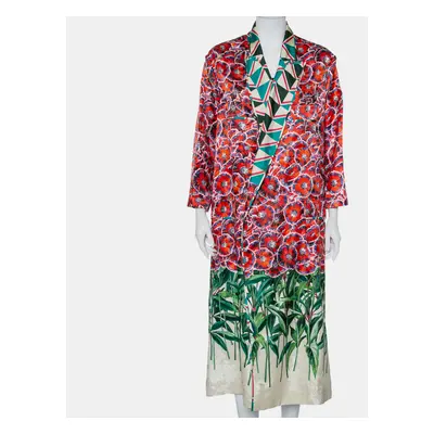 Gucci Multicolor Printed Silk Open Front Coat