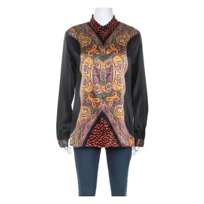 Etro Multicolor Paisley Print Silk Button Front Shirt