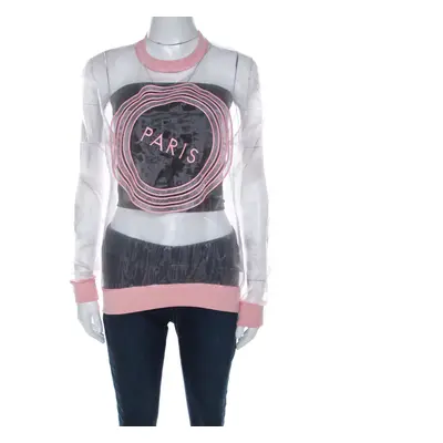 Kenzo Pink Paris Embroidered Sheer Pullover