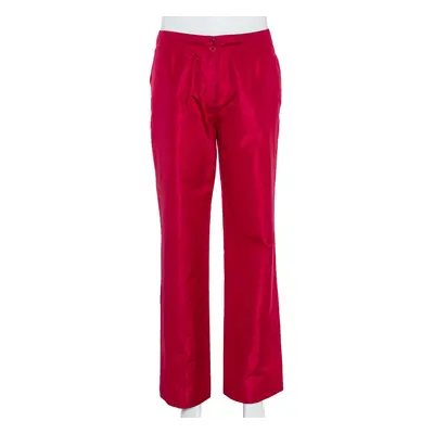 Etro Red Silk Straight Leg Trousers