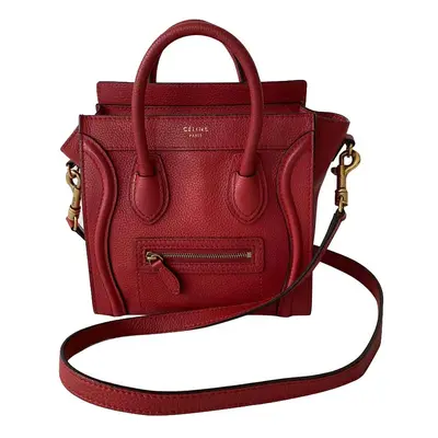 Celine Red Leather Nano Luggage Tote Bag