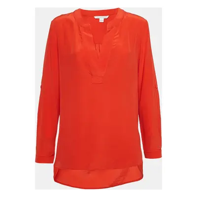 Diane Von Furstenberg Red Silk Half Placket Blouse