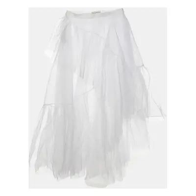 Alexander McQueen White Mesh Asymmetric Midi Skirt