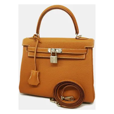 Hermes gold Togo Kelly stamp handbag