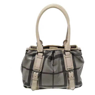 Burberry Beige Smoke Check PVC and Leather Northfield Tote