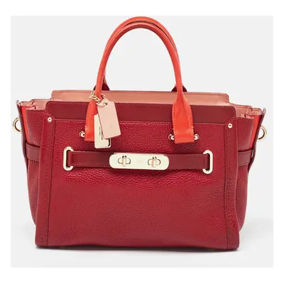 Coach Two Tone Red Leather Swagger Carryall Tote