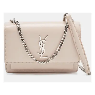 Saint Laurent Light Pink Leather Sunset Wallet On Chain