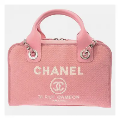 Chanel Pink Canvas Deauville Bowling Bag