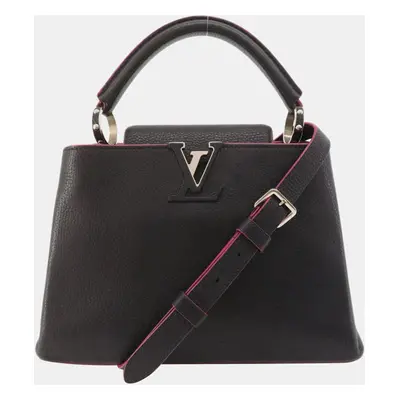 Louis Vuitton Black/Pink Leather Capucines BB Top Handle Bag