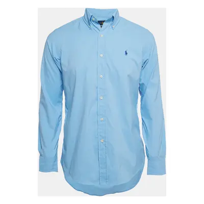 Polo Ralph Lauren Blue Logo Embroidered Poplin Slim Fit Shirt