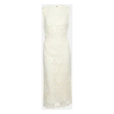 Dolce & Gabbana Cream Floral Lace Midi Dress