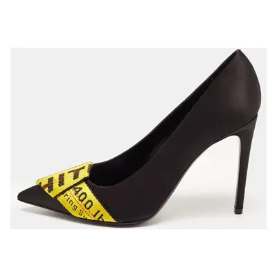 Off-White Black/Yellow Satin and Logo Canvas Pumps Size