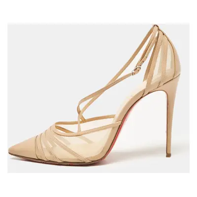 Christian Louboutin Beige Leather and Mesh Theodorella Pumps Size